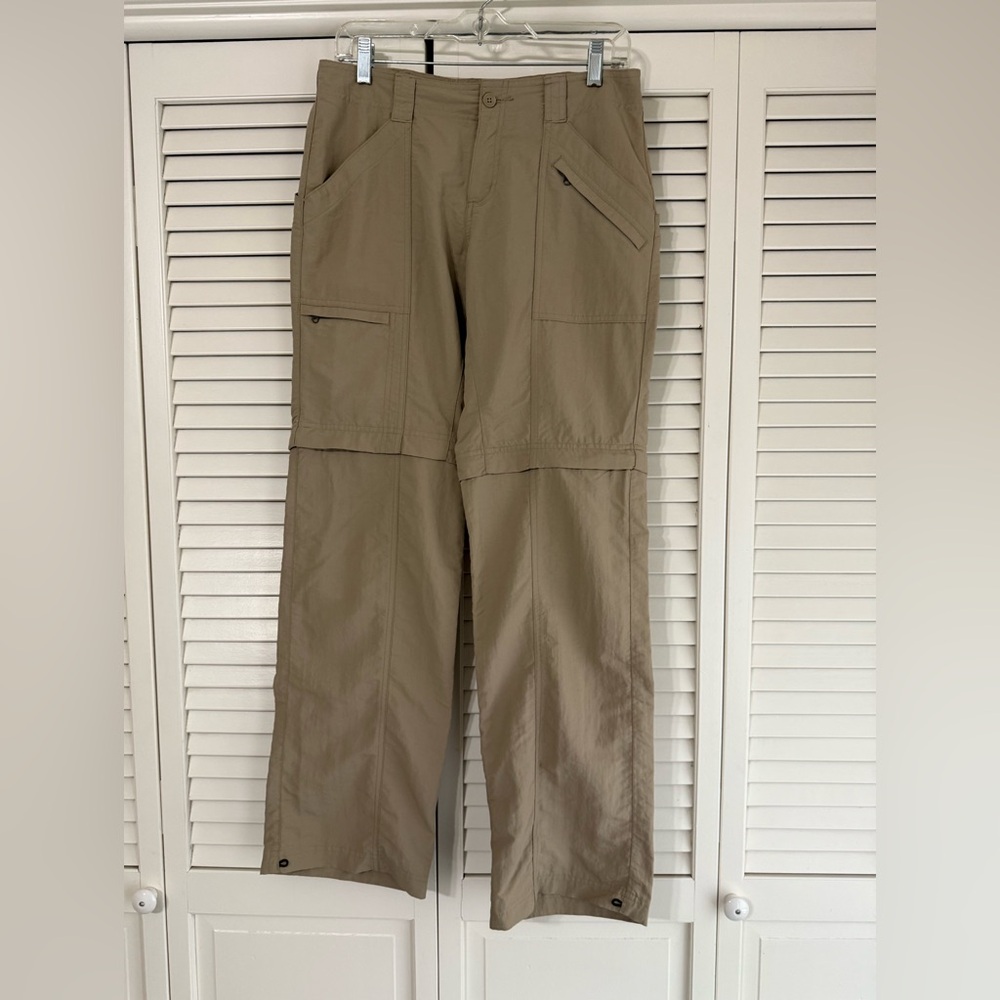 Royal Robbins Womens Khaki Hiking Cargo Pants w/removable legs to Shorts